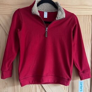 NWT! Carter's Red Fleece-Lined Quarter-Zip Pullover